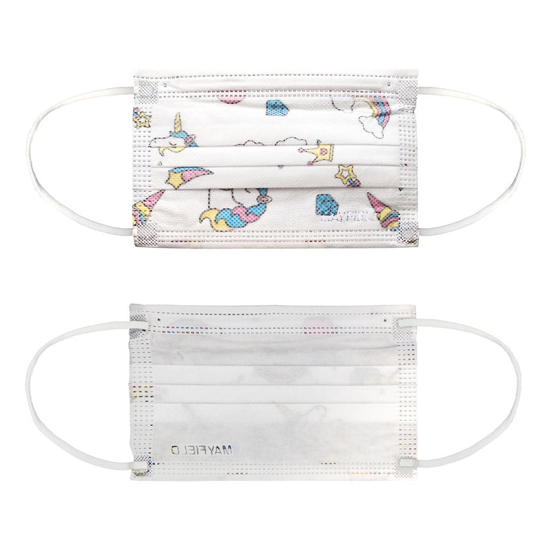 100pz Cubrebocas Tricapa Infantil Niña Mayfield Unicornio Unicornio