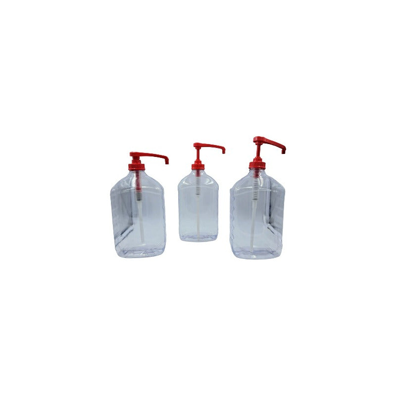 Botella De Plastico Transparente Dispensador De Gel 3pz 2lts