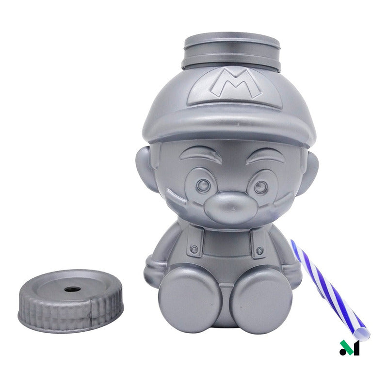 10 Vaso Dulcero Mario Bross Popote Fiesta Regalo 1 L