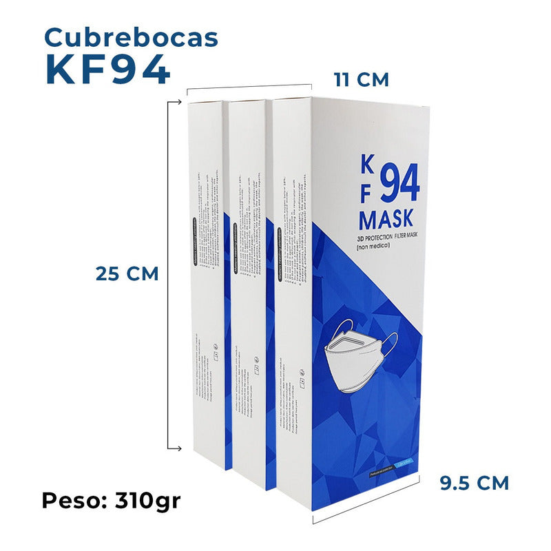 30pz Mascarilla Cubrebocas Negro Kf94 Bolsa Individ C/10 Pzs U