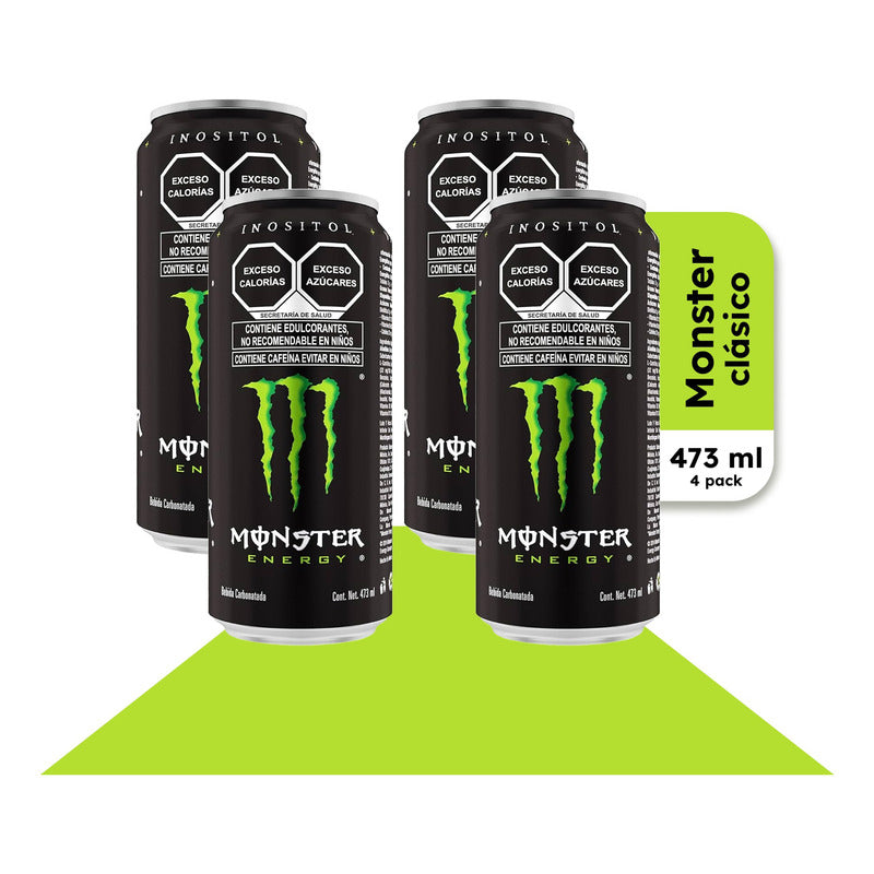4 Pack Monster Energy Bebida Energizante 473 Ml