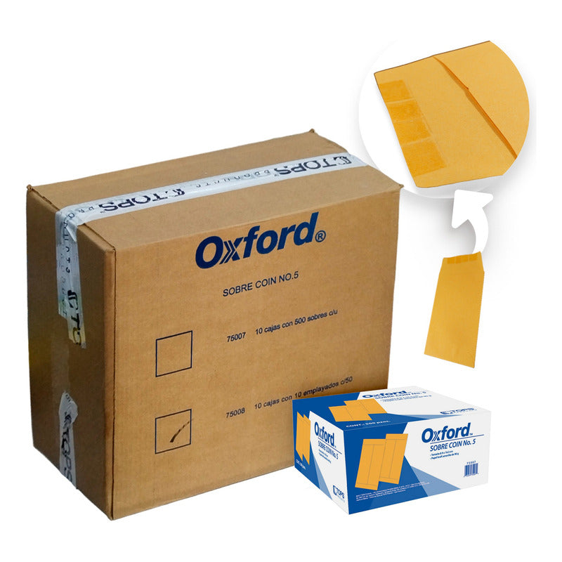 5000 Pzs Sobre Coin No 5 P/ Dinero Manila 8.9 X 16.5 Cm 90gr Manila Liso