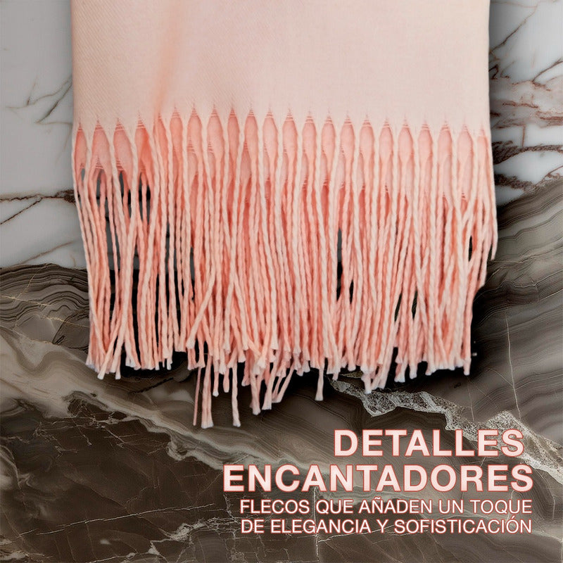 Pashmina Mujer Elegante India 2 Vistas Exsuave 1.8m Rosalmon Rosa Chicle Liso Unitalla