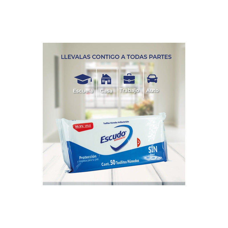 36 Pack Toallitas Húmedas Escudo Piel Sensible 50 Piezas