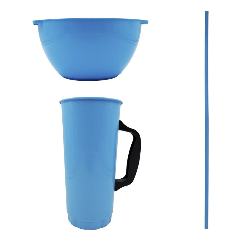 3 Vaso Botanero Plástico 1lt Popote Colores 30cm Michelada