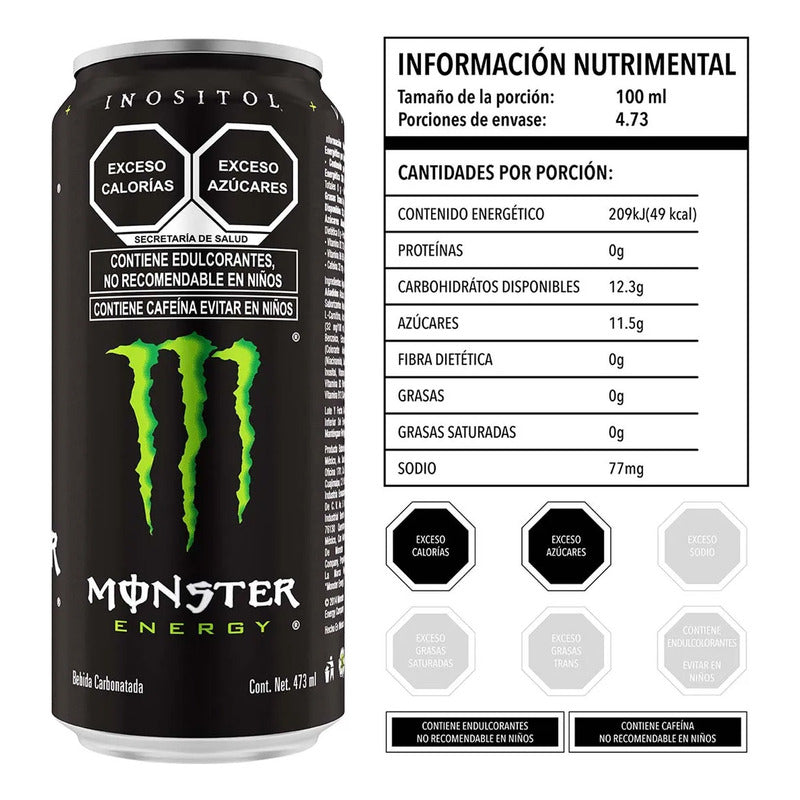 4 Pack Monster Energy Bebida Energizante 473 Ml