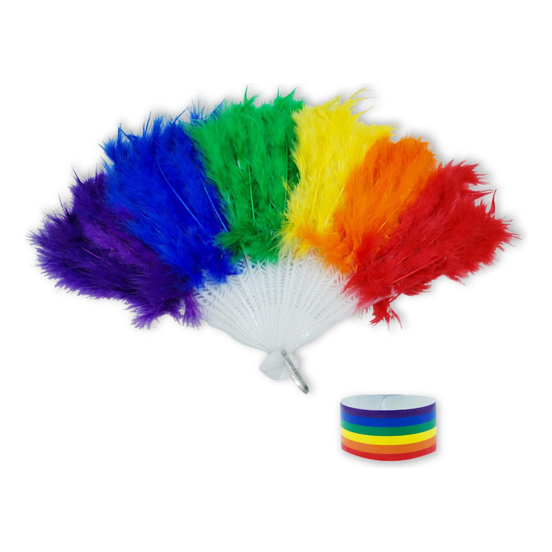 Abanico Plumas Arcoíris Gay Pride Orgullo
