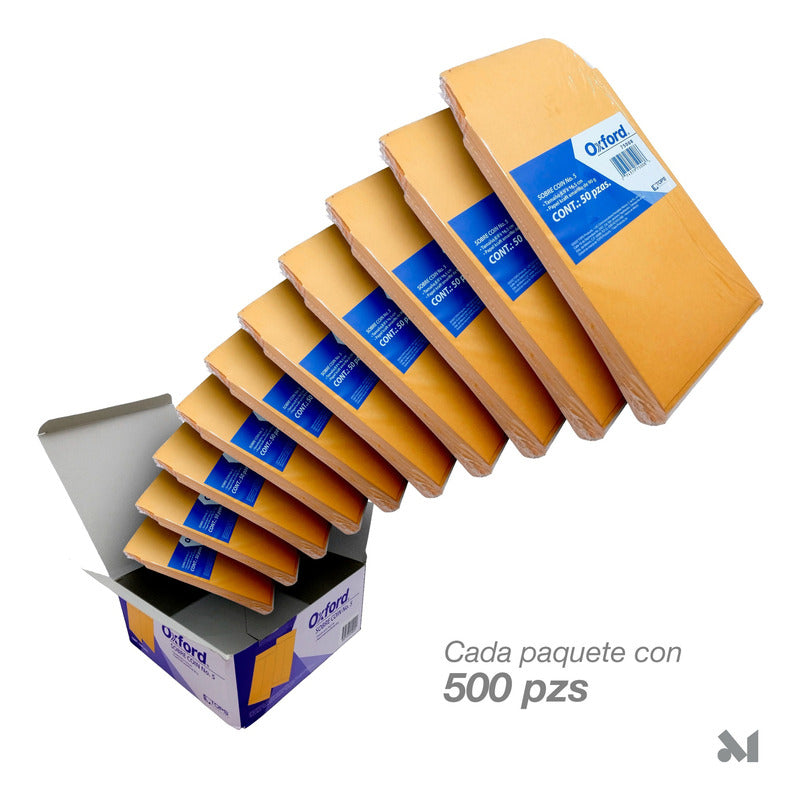 5000 Pzs Sobre Coin No 5 P/ Dinero Manila 8.9 X 16.5 Cm 90gr Manila Liso