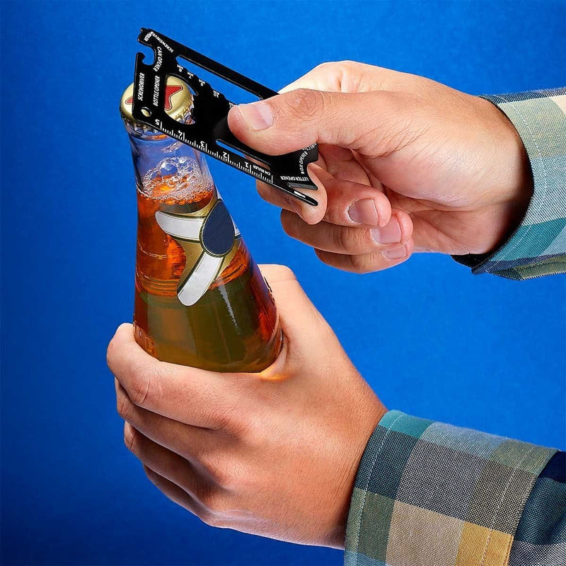 Tarjeta Multiherramientas Desarmador, Abrecartas, Abrelatas Negro