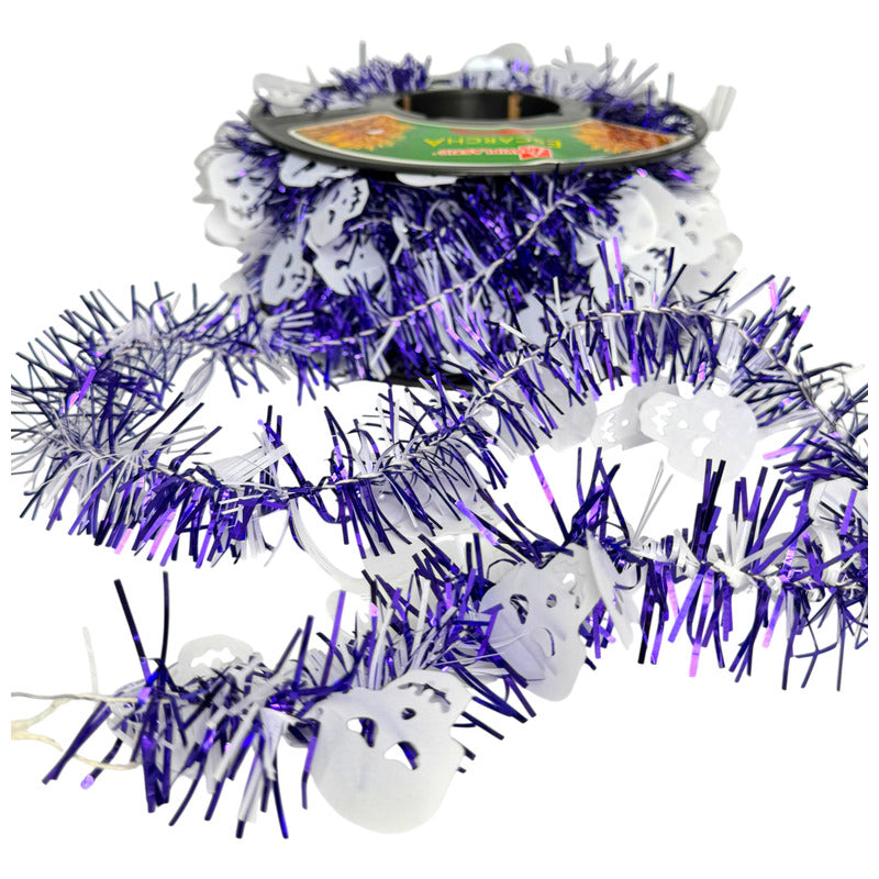 20m Escarcha Guirnalda Calabazas Decoración Halloween Muerto Blanco Con Morado Guirnalda Calavera
