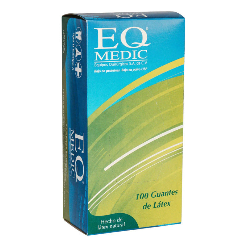 100 Guantes De Latex Quirúrgico Eq Medic Talla M Blanco Mediano