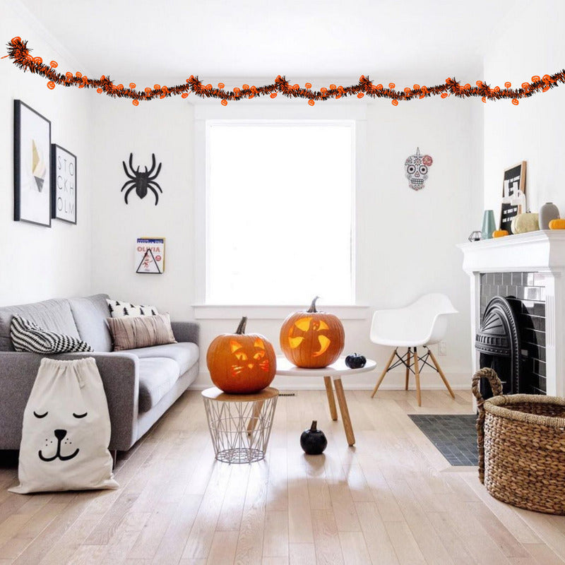 20m Escarcha Guirnalda Calabazas Decoración Halloween Muerto Negro Con Naranja