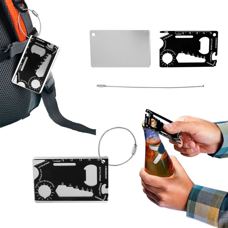 Tarjeta Multiherramientas Desarmador, Abrecartas, Abrelatas Negro