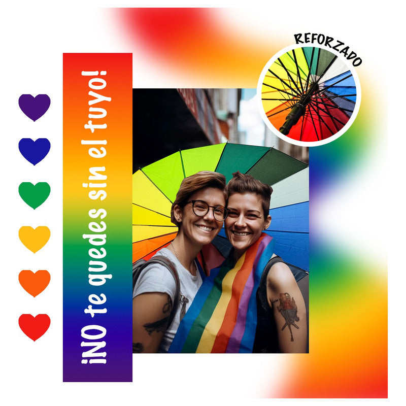 Paraguas Arcoiris Sombrilla Pride Lgbt Blanco