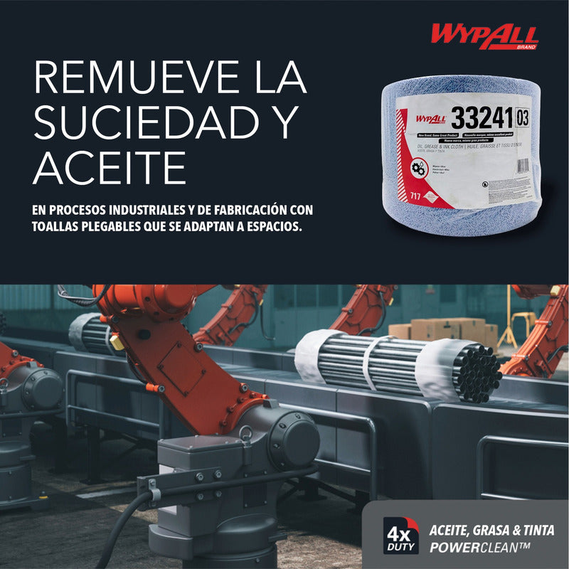 717pzs Wypall Paños De Tela Aceite, Grasa Tinta Industriales Azul