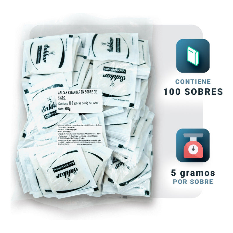 10 Bolsas Azúcar Zukkar 100 Sobres De 5g C/u Ideal P/negocio