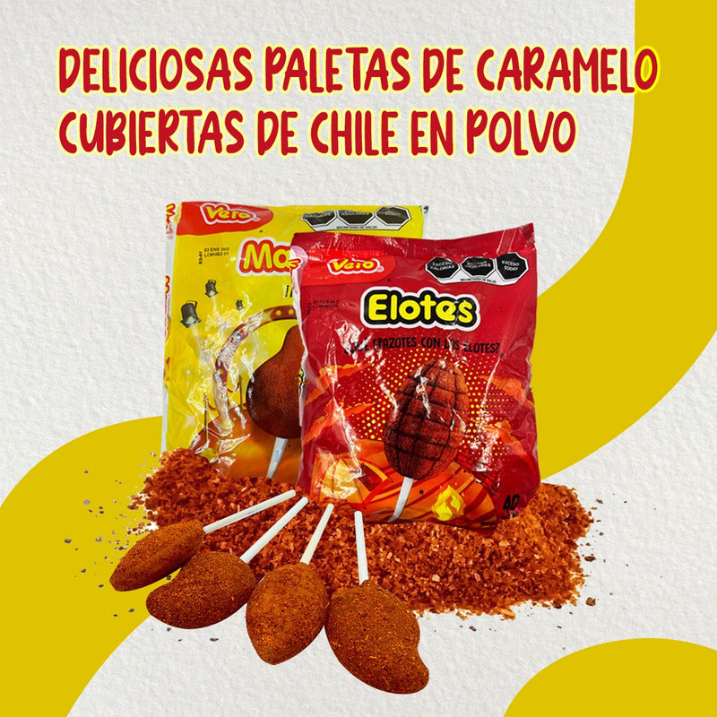 80pz Paletas Vero Elote Y Vero Mango Con Chile