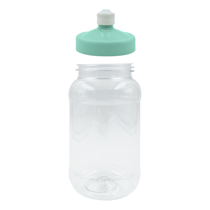 100 Pz Botella Con Tapa Rosca Chupon Baby Shower Deportiva Color Turquesa