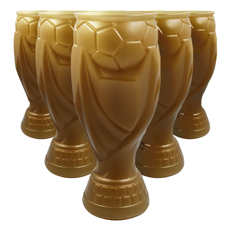 5 Pack Vaso Michelero Copa Mundial Futbol P/ Caguamon 1.6l Dorado