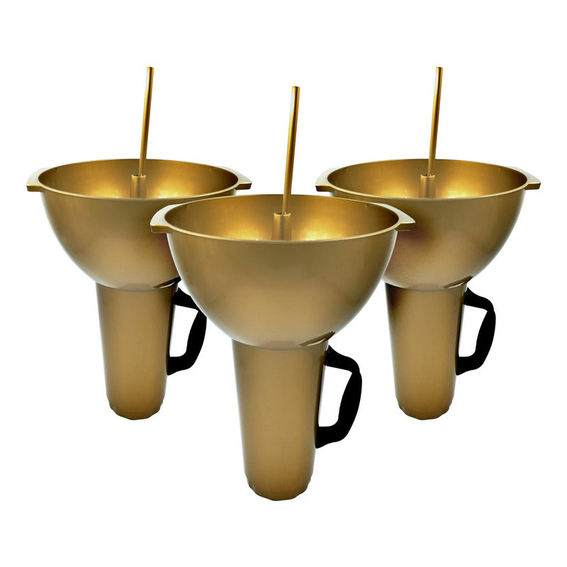 3 Vaso Botanero Plástico 1lt Popote Colores 30cm Michelada