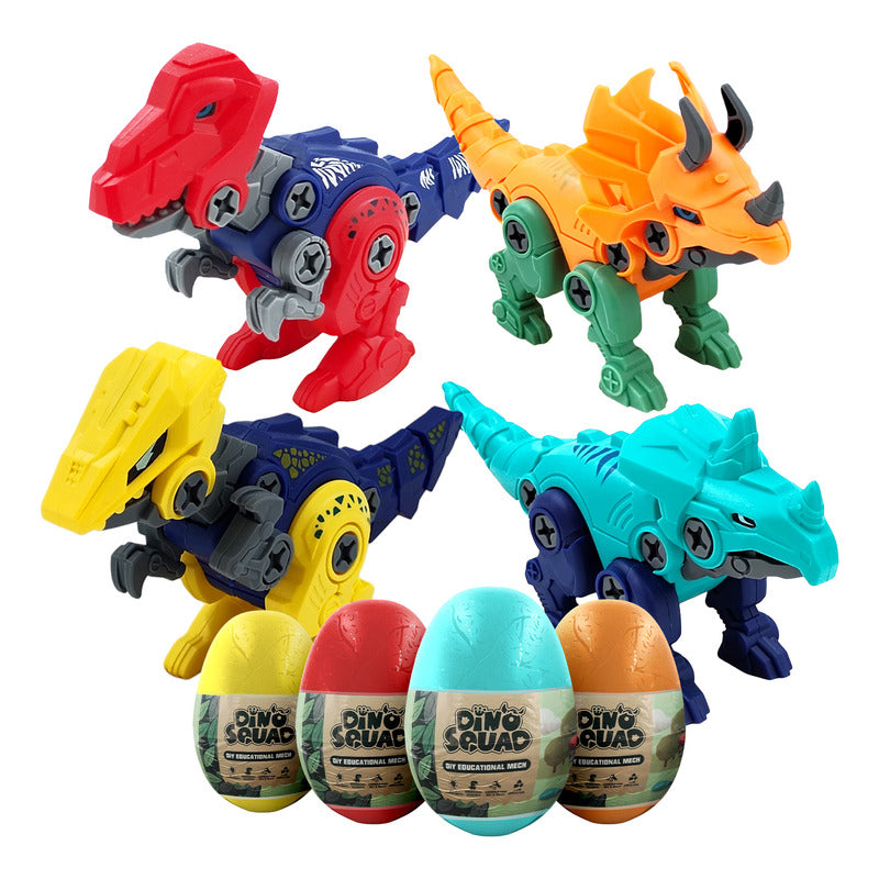 4 Pack Dinosaurio En Huevo Dino Squad Armable Juguete Rex