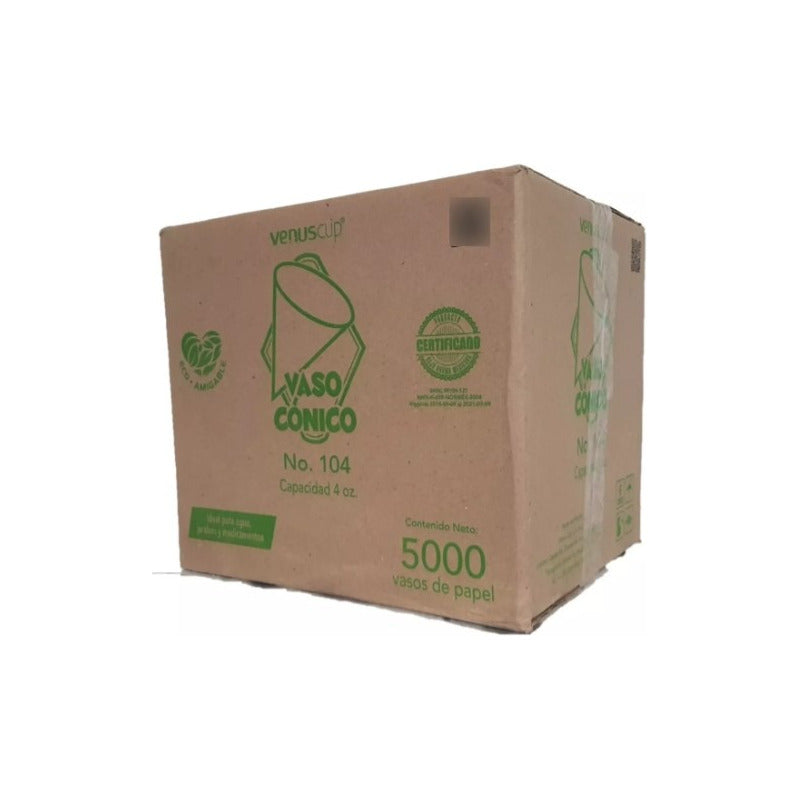 Vaso Cónico De Papel Ecológico Venuscup Caja/5,000pzs Blanco