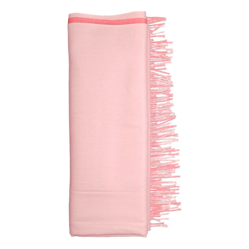 Pashmina Mujer Elegante India 2 Vistas Exsuave 1.8m Rosalmon Rosa Chicle Liso Unitalla