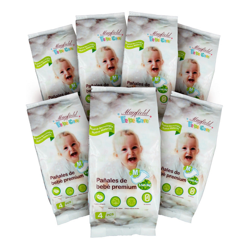 28pzs Pañales Absorbentes Premium M P/bebé 3-8 Meses 6-9 Kg Mediano (m)
