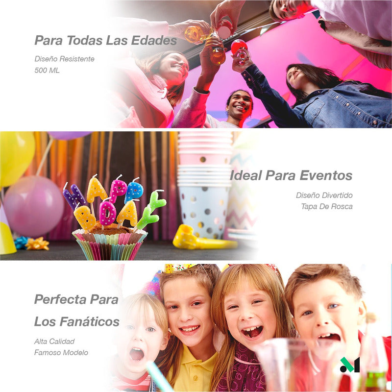 10 Vaso Dulcero Mario Bross Popote Fiesta Regalo 1 L