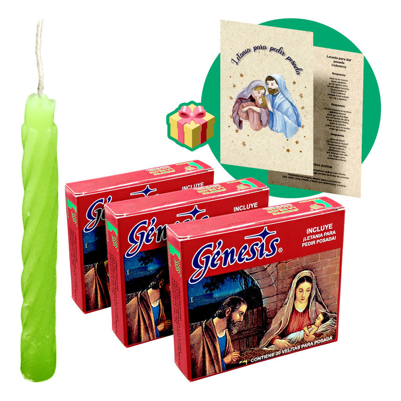 60 Pack Velas Para Pedir Posada Con Letanías Individuales Mixto Letanías Neutra