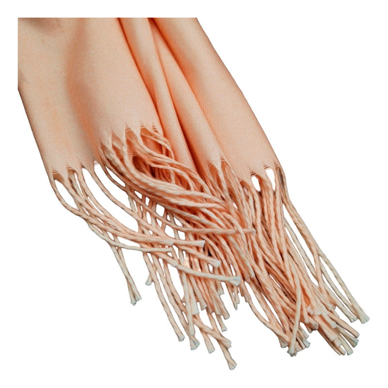 Pashmina Mujer Elegante India 2 Vistas Exsuave 1.8m Durazno Crema Liso Unitalla