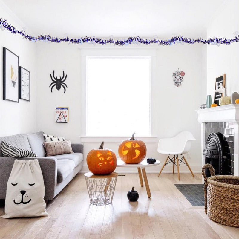 20m Escarcha Guirnalda Calabazas Decoración Halloween Muerto Blanco Con Morado Guirnalda Calavera