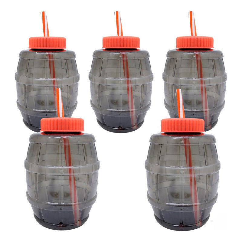 10 Vaso Dulcero Barrilito 1.2l Negocio Fiesta Cerveza Popote