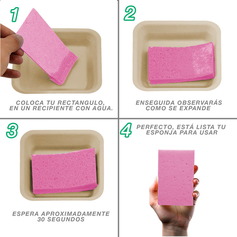 5 Esponjas Comprimida Rosa