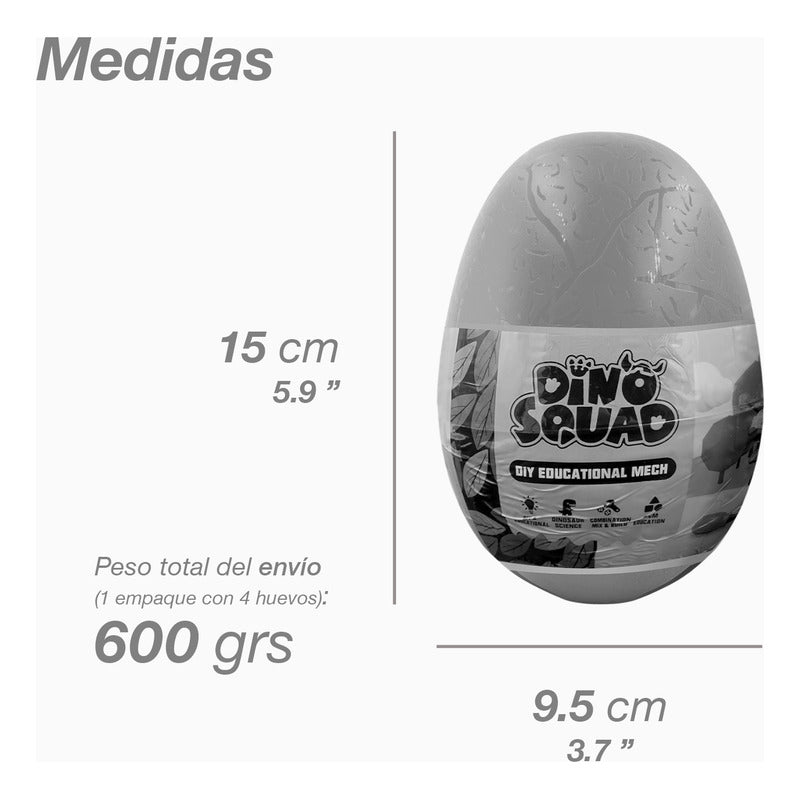4 Pack Dinosaurio En Huevo Dino Squad Armable Juguete Rex