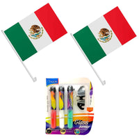 Kit Tricolor para Auto con Banderas y Plumones México