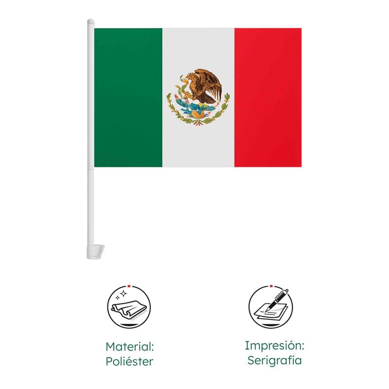 Kit Tricolor para Auto con Banderas y Plumones México
